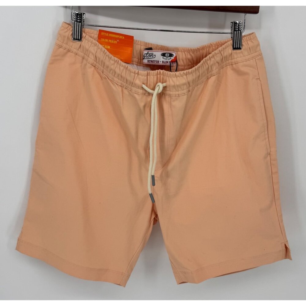 Huntington Mens Lightweight Peach Stretch Slim Fit Casual Shorts NWT
